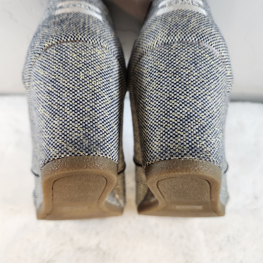 TOMS Desert Wedge | Size 9.5 | Linen Metallic Accents 3" Cork Heel - Picture 14 of 16
